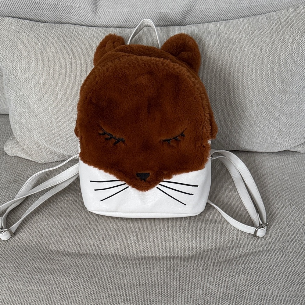 Brown and White Kids Animal Backpack
